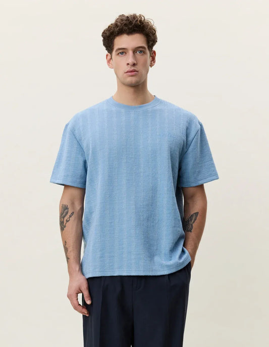 Lavender טי שירט קצרה לגברים Stripe Jacquard T-Shirt LES DEUX