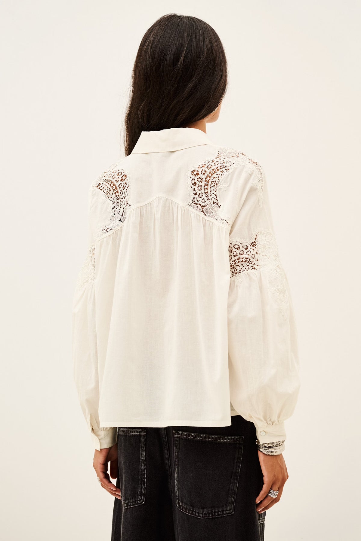 Antique White חולצה מכופתרת ארוכה מכותנה לנשים Roseanne BA&SH