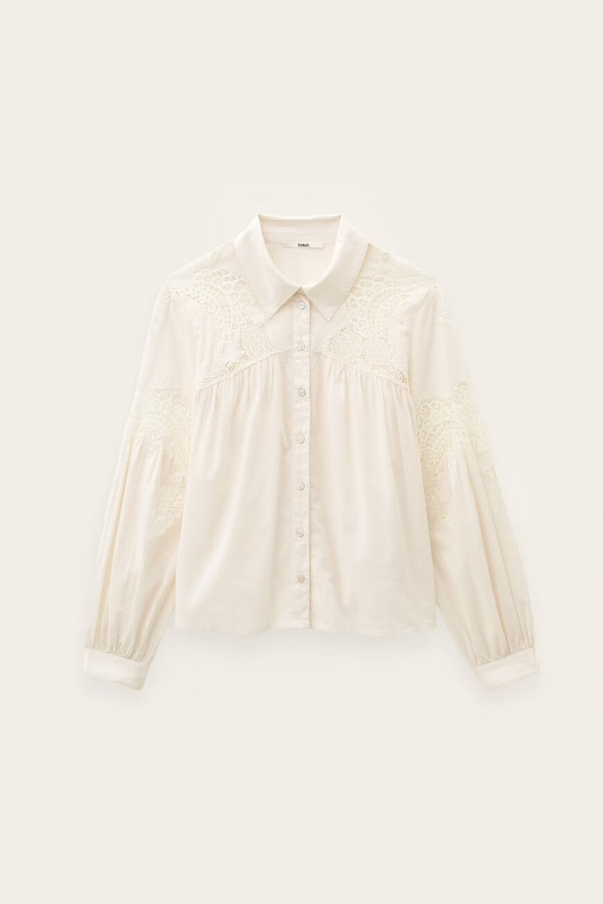 Antique White חולצה מכופתרת ארוכה מכותנה לנשים Roseanne BA&SH
