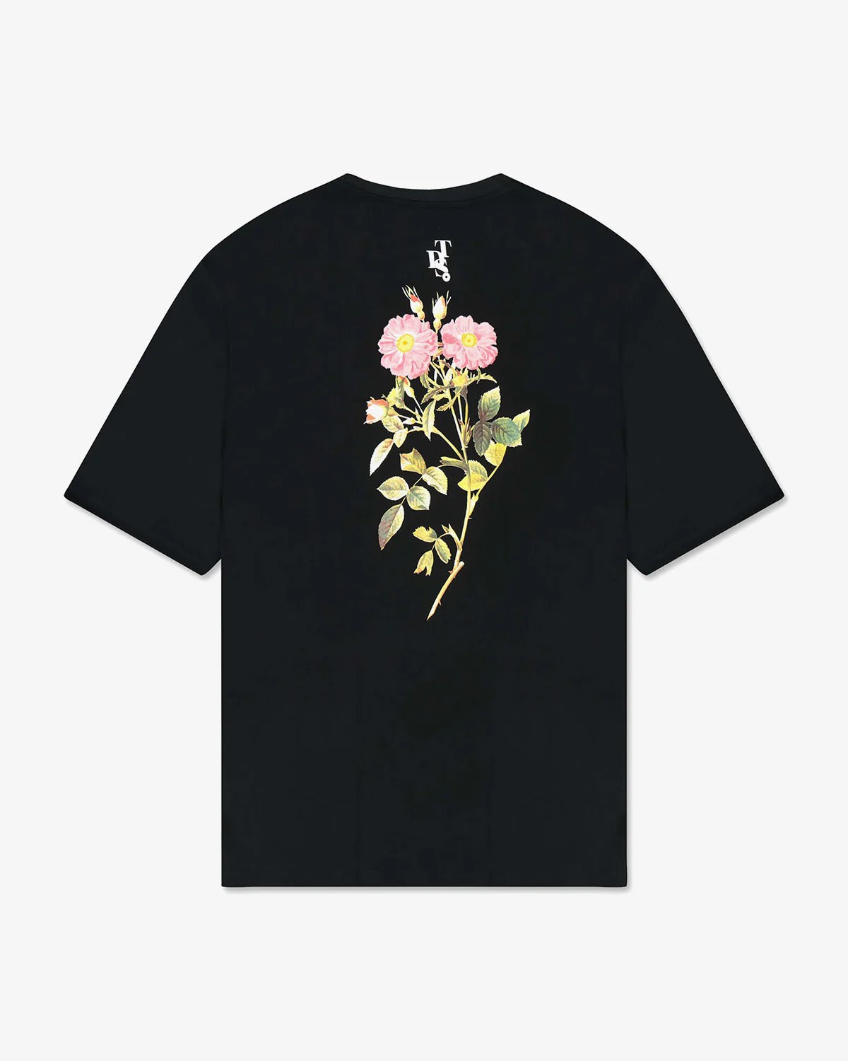 Black טי שירט קצרה לגברים Flower TDS THIRTY DEGREES