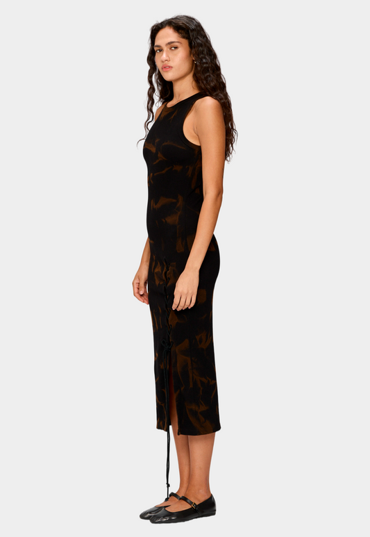Lavender שמלת מידי לנשים Rib Lace-Up Midi LAZY EYE PPL