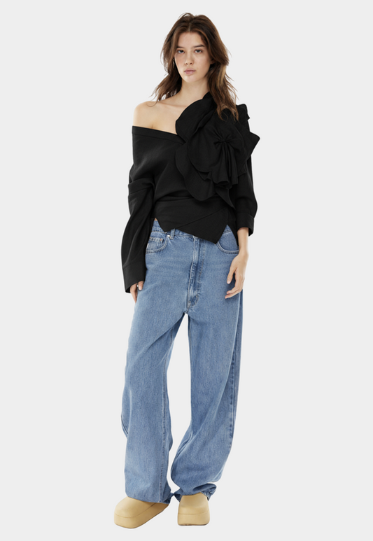 Lavender חולצת אוף שולדר מכופתרת לנשים Wrap Button MOTHER OF ALL