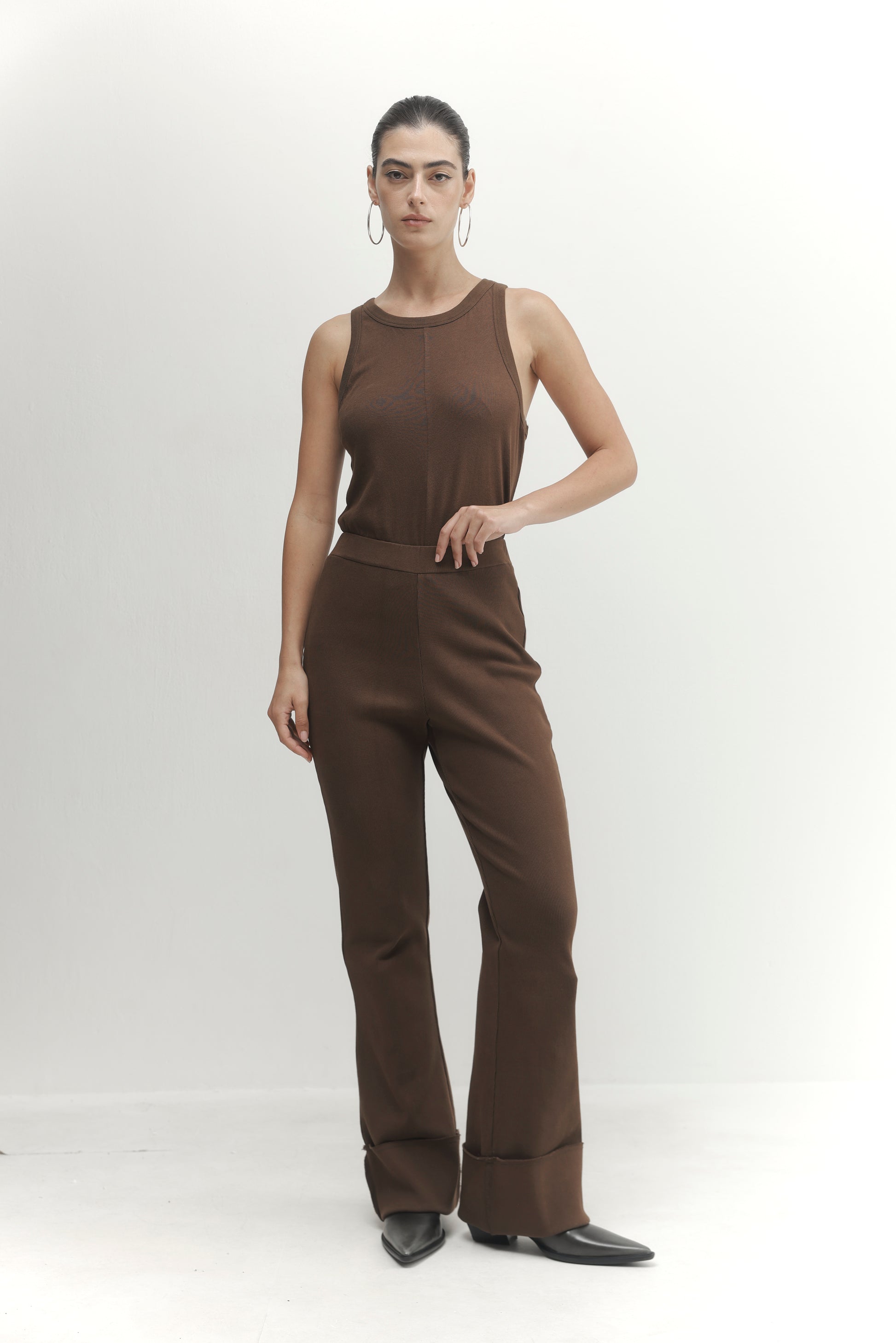 Beige מכנסיים ארוכים לנשים Pleated PAPER