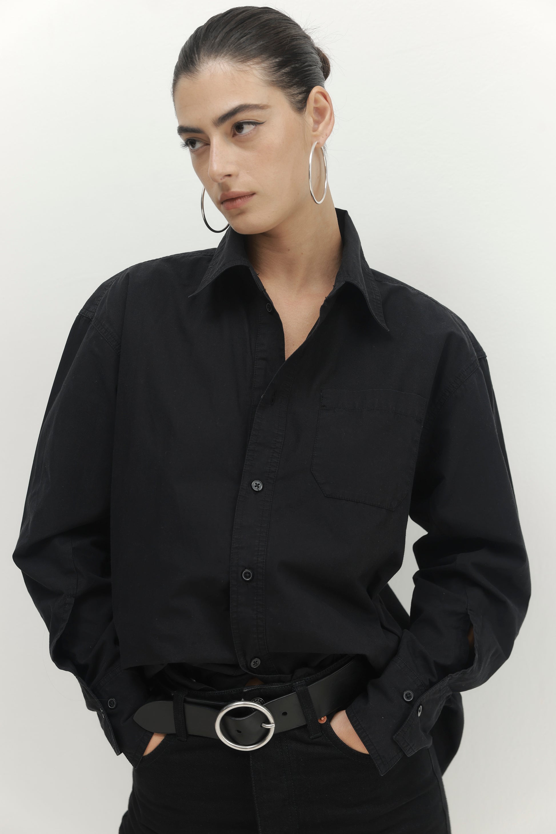 Light Gray חולצה מכופתרת ארוכה לנשים Must Have PAPER