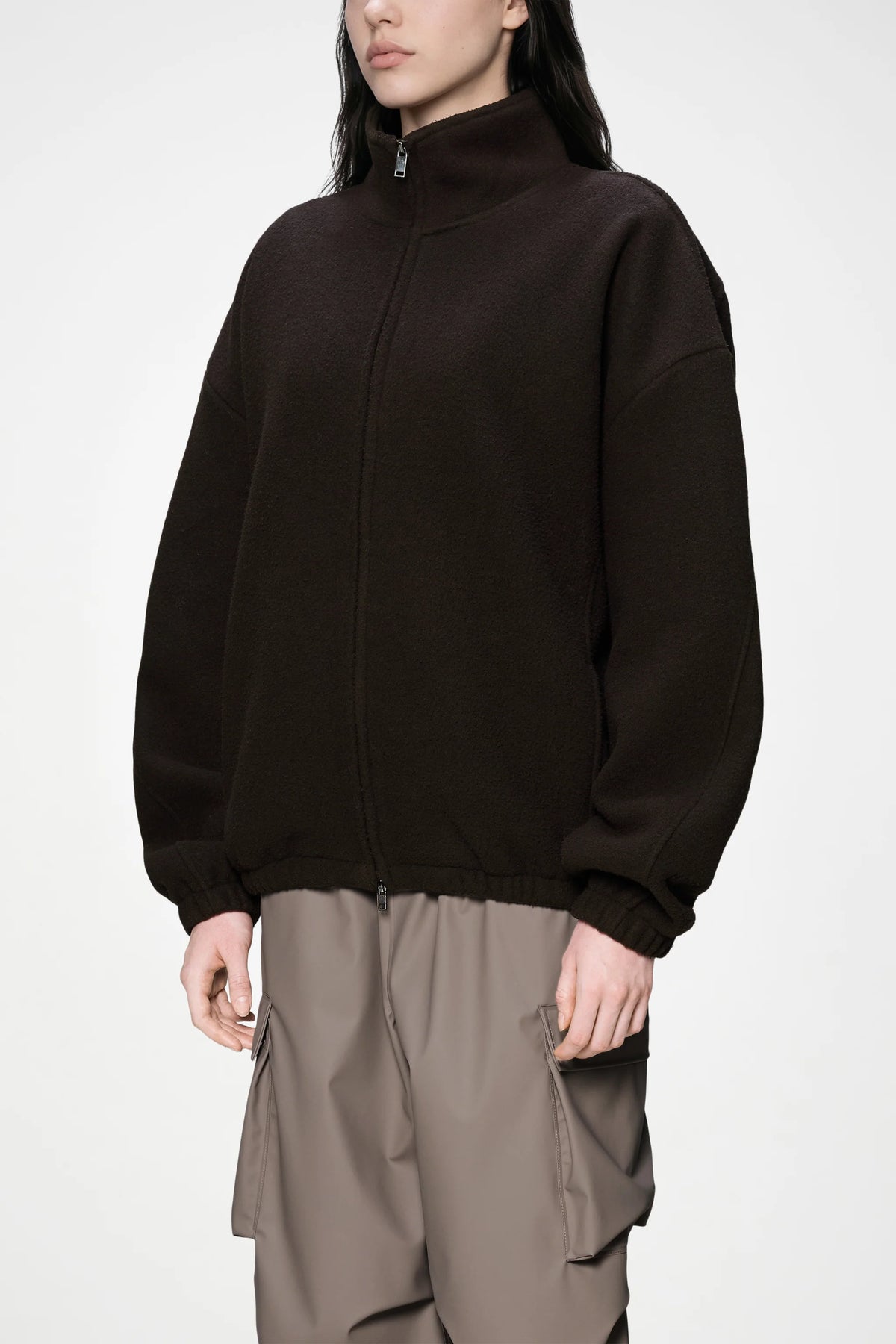Black ז׳קט פליז לנשים / גברים Fleece Zip RAINS