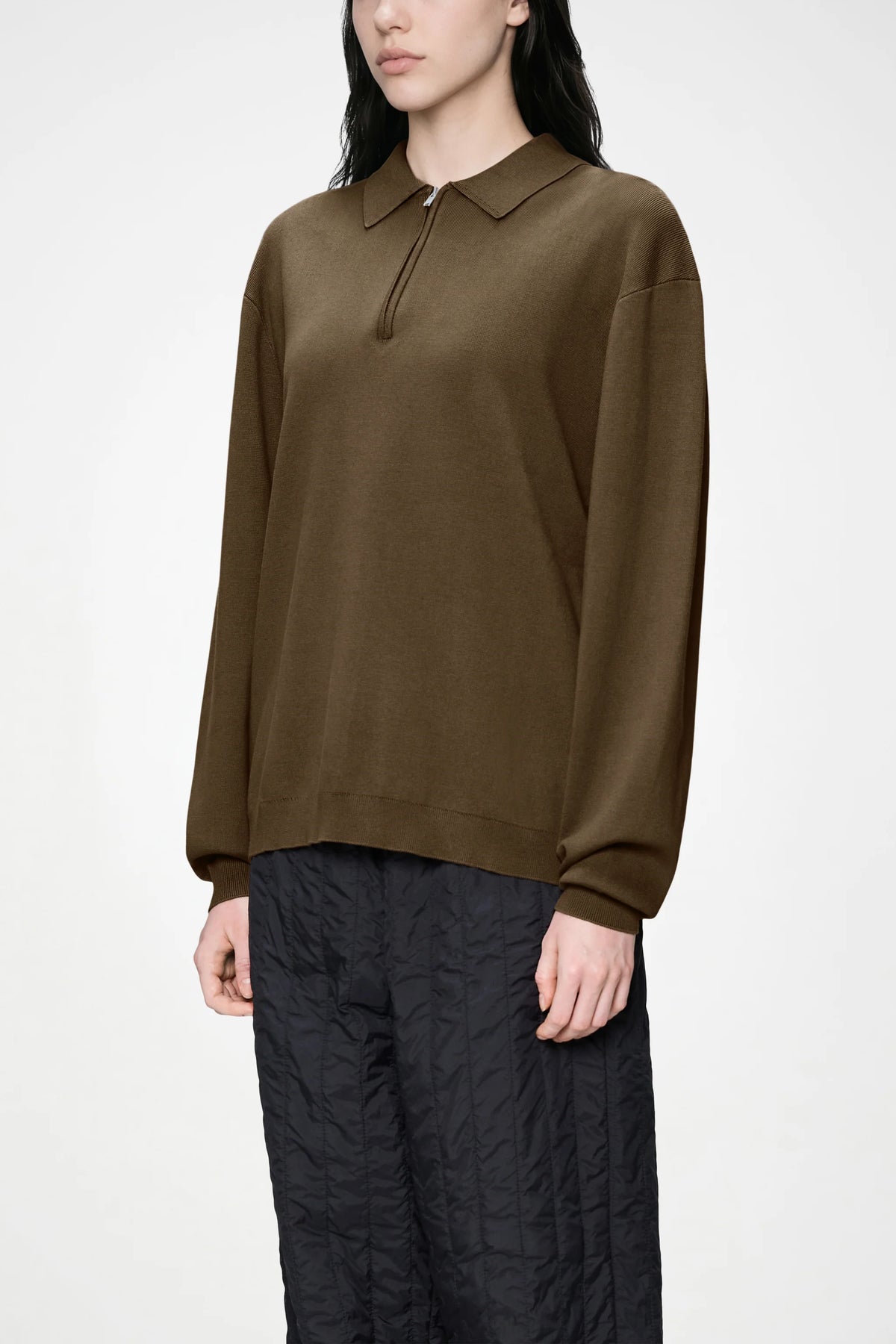 Dark Slate Gray חולצת פולו ארוכה לנשים / גברים Long Sleeve Polo RAINS