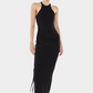 Black שמלת מקסי אלגנטית לנשים Ribbed draped MOTHER OF ALL