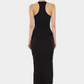 Black שמלת מקסי אלגנטית לנשים Ribbed draped MOTHER OF ALL