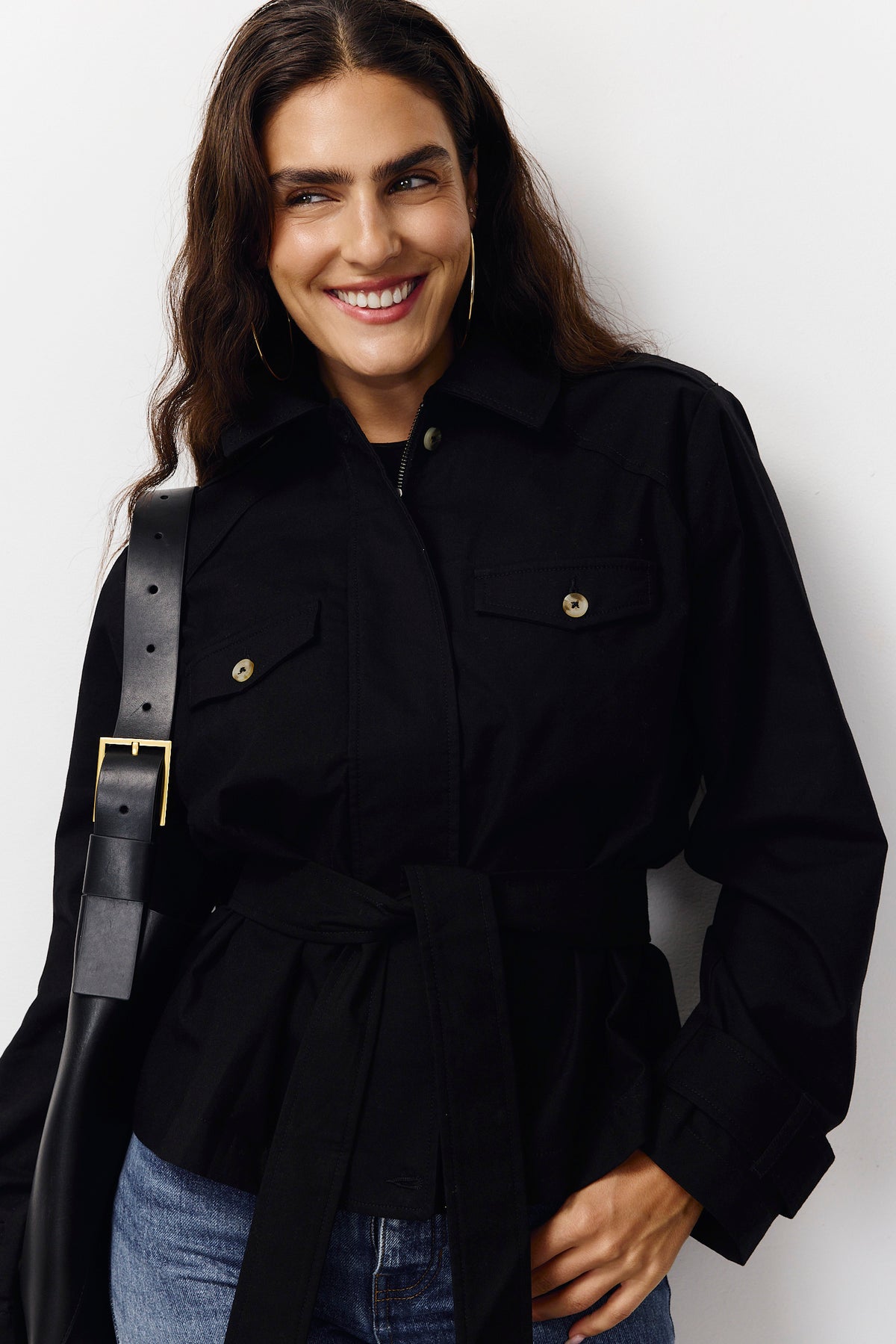Black ג'קט לנשים Pockets for Fall PAPER
