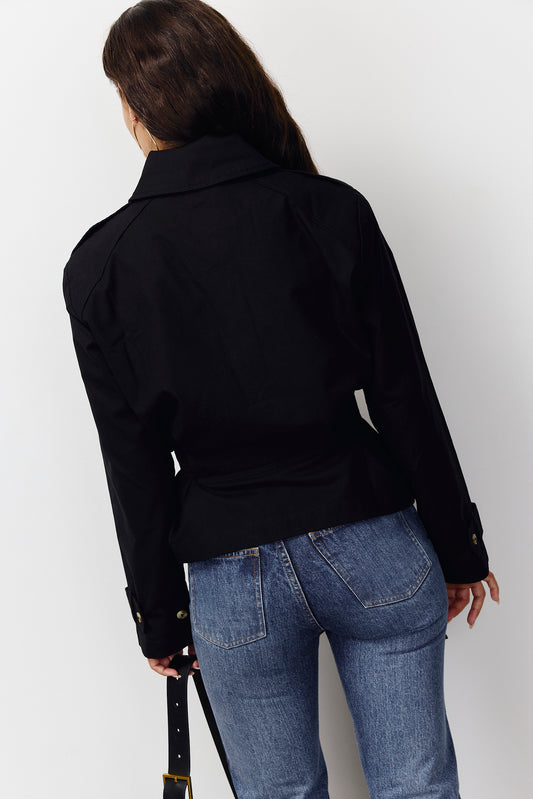 Black ג'קט לנשים Pockets for Fall PAPER