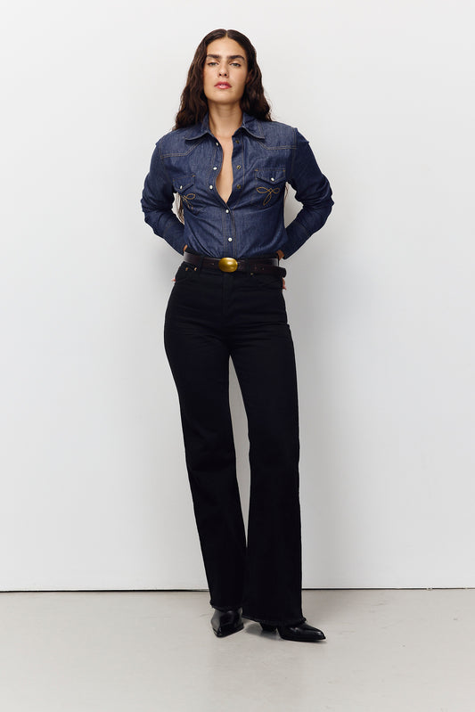 Lavender חולצת ג'ינס מכופתרת לנשים Denim Button Down PAPER