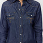 Dark Slate Gray חולצת ג'ינס מכופתרת לנשים Denim Button Down PAPER