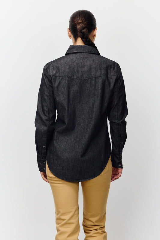 Lavender חולצת ג'ינס מכופתרת לנשים Denim Button Down PAPER