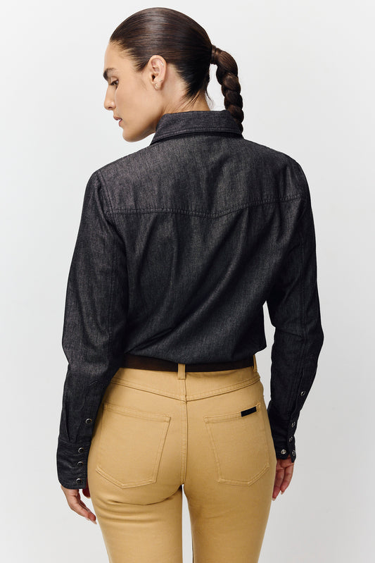 Lavender חולצת ג'ינס מכופתרת לנשים Denim Button Down PAPER
