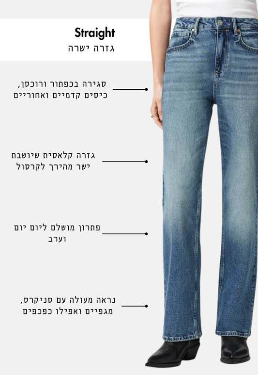White Smoke ג'ינס ארוך לנשים  Ida - Straight Fit ALLSAINTS