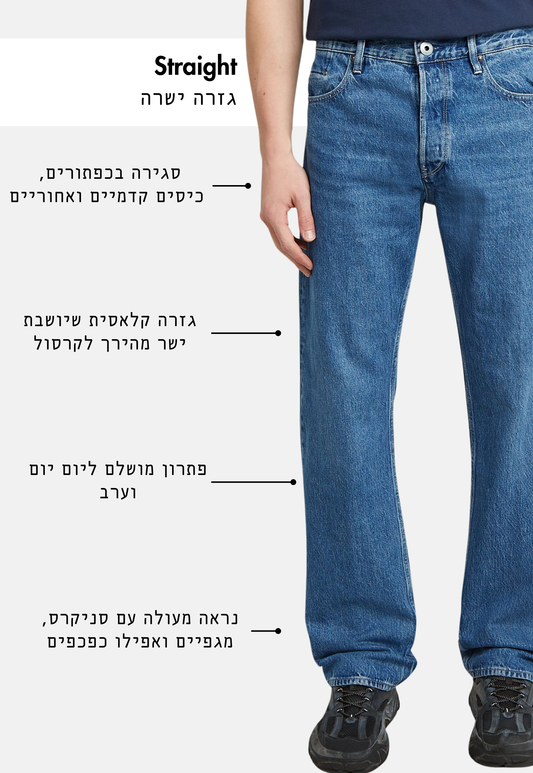 White Smoke ג'ינס ארוך לגברים Dakota - Straight Fit G STAR