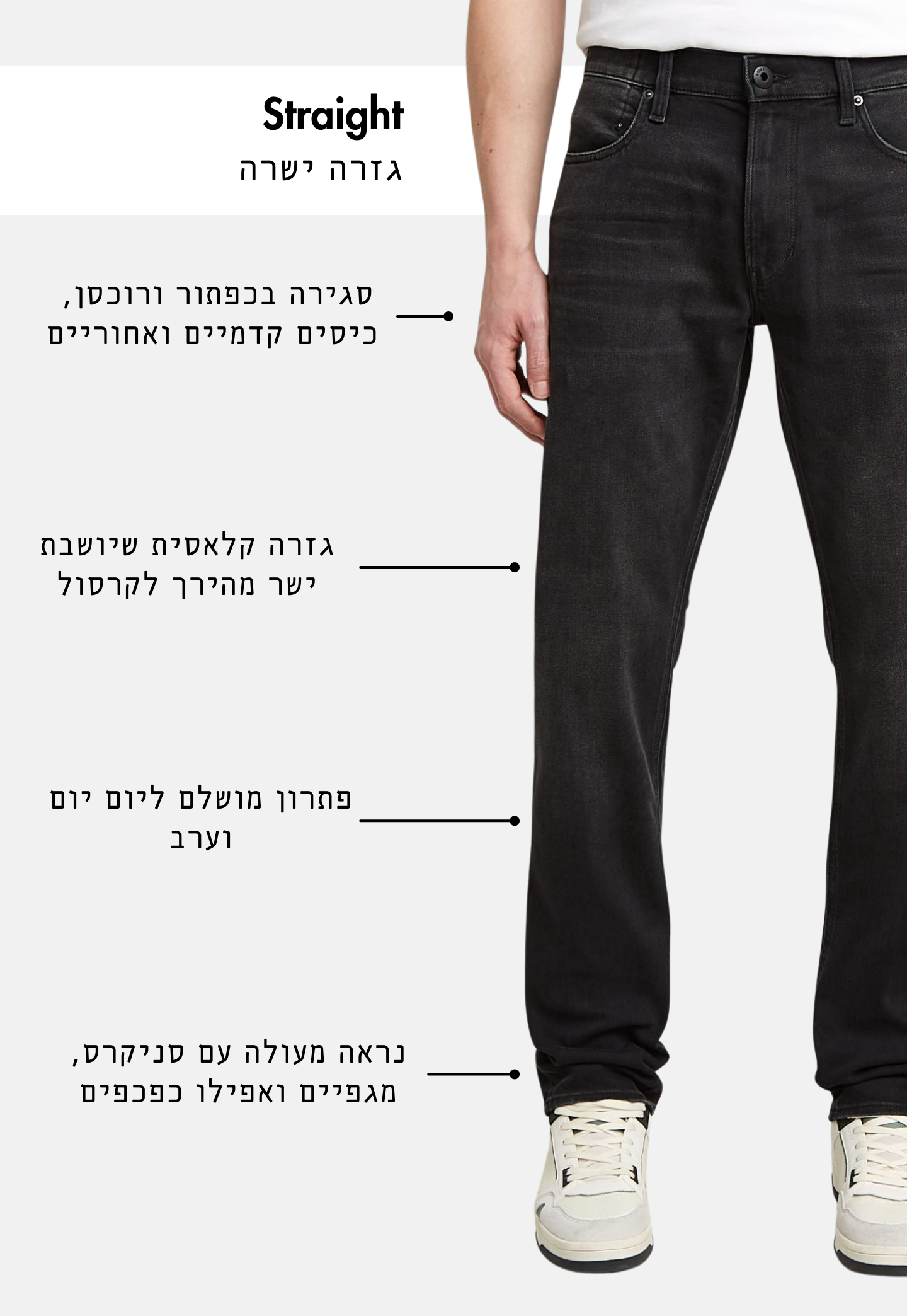 White Smoke ג'ינס ארוך לגברים Mosa - Straight Fit G STAR