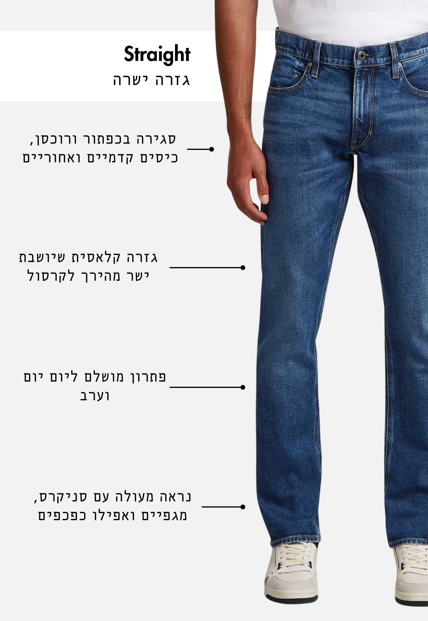 White Smoke ג'ינס ארוך לגברים Mosa - Straight Fit G STAR