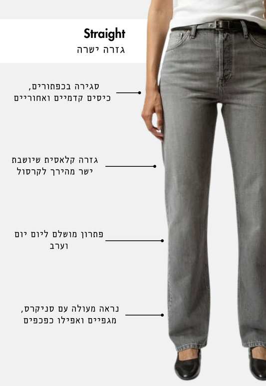 White Smoke ג'ינס ארוך לנשים Lofty Lo Foggy – Straight Fit NUDIE