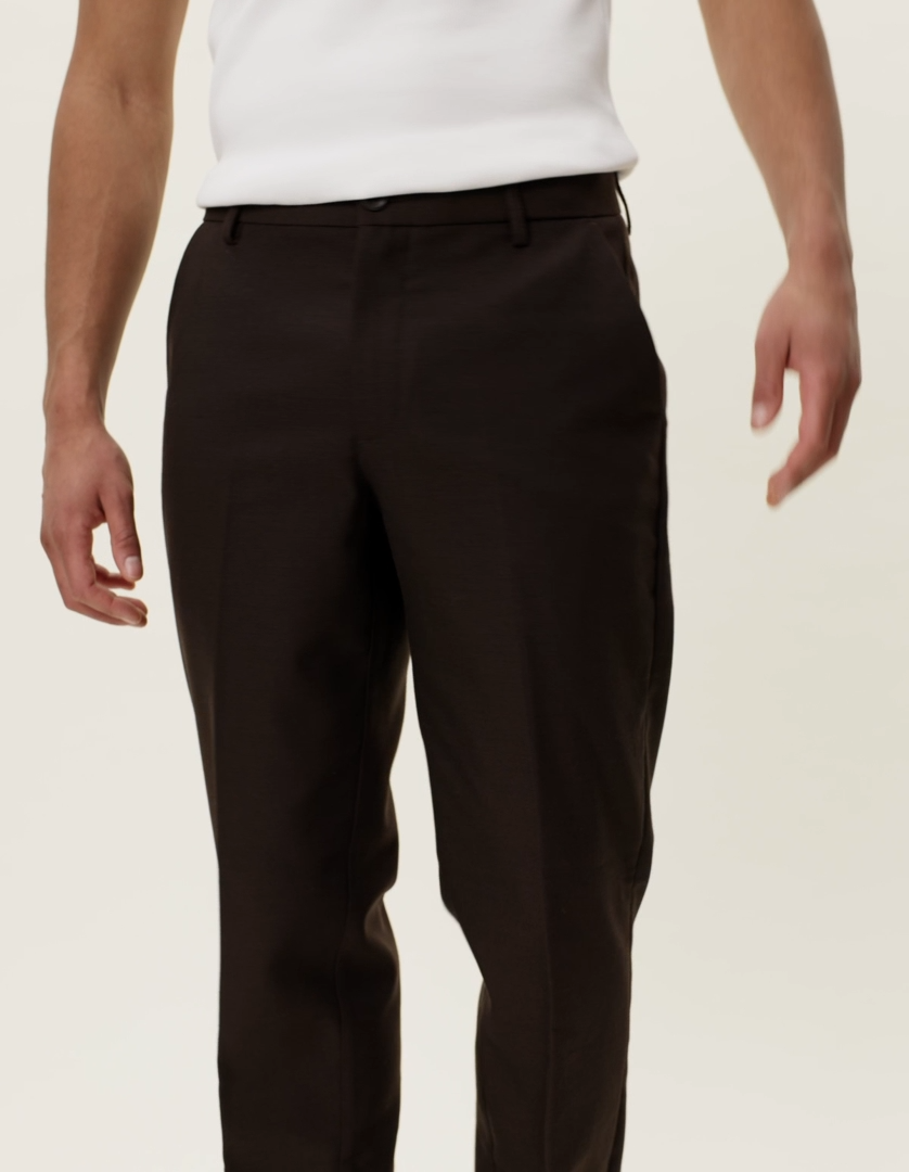 Antique White מכנסיים ארוכים לגברים Brushed Twill Reg Suit Pants LES DEUX