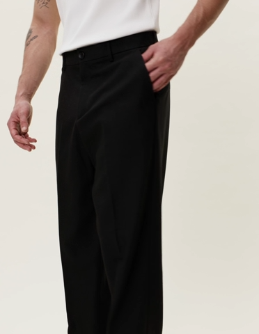 Black מכנסיים ארוכים לגברים Brushed Twill Tailored Pants LES DEUX