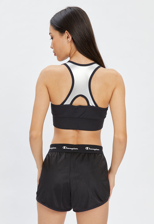 Dark Slate Gray חזיית ספורט עם כתפיות מוצלבות CHAMPION