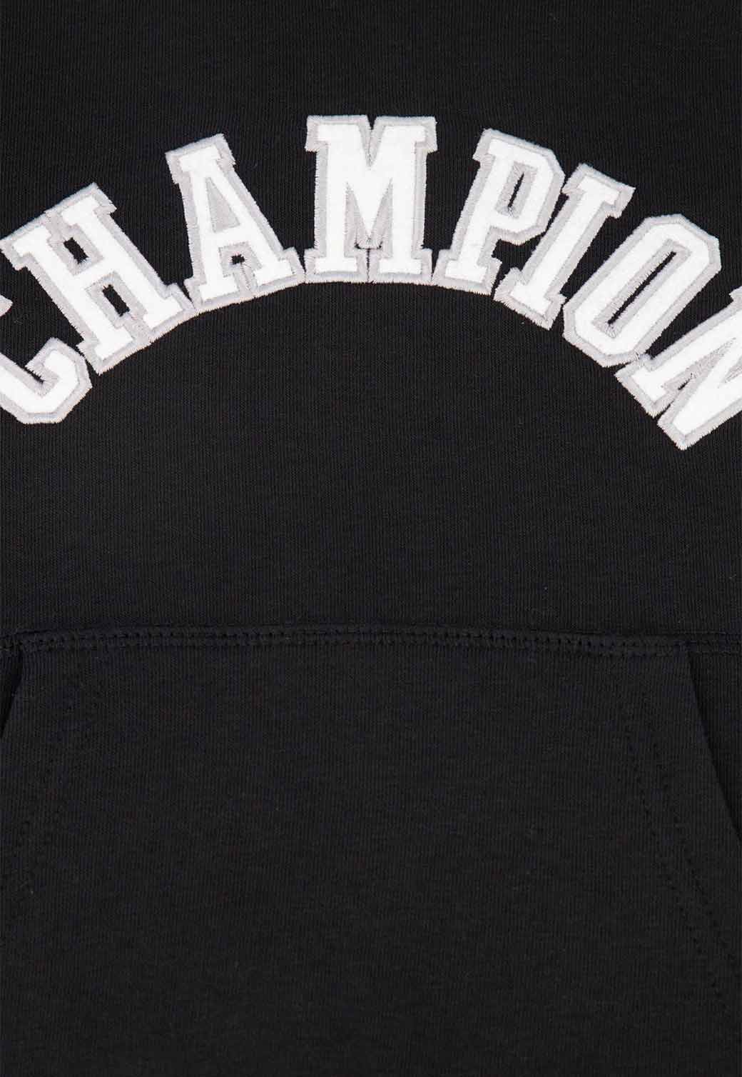 Black קפוצ'ון עם לוגו בסגנון קולג' | ילדים CHAMPION