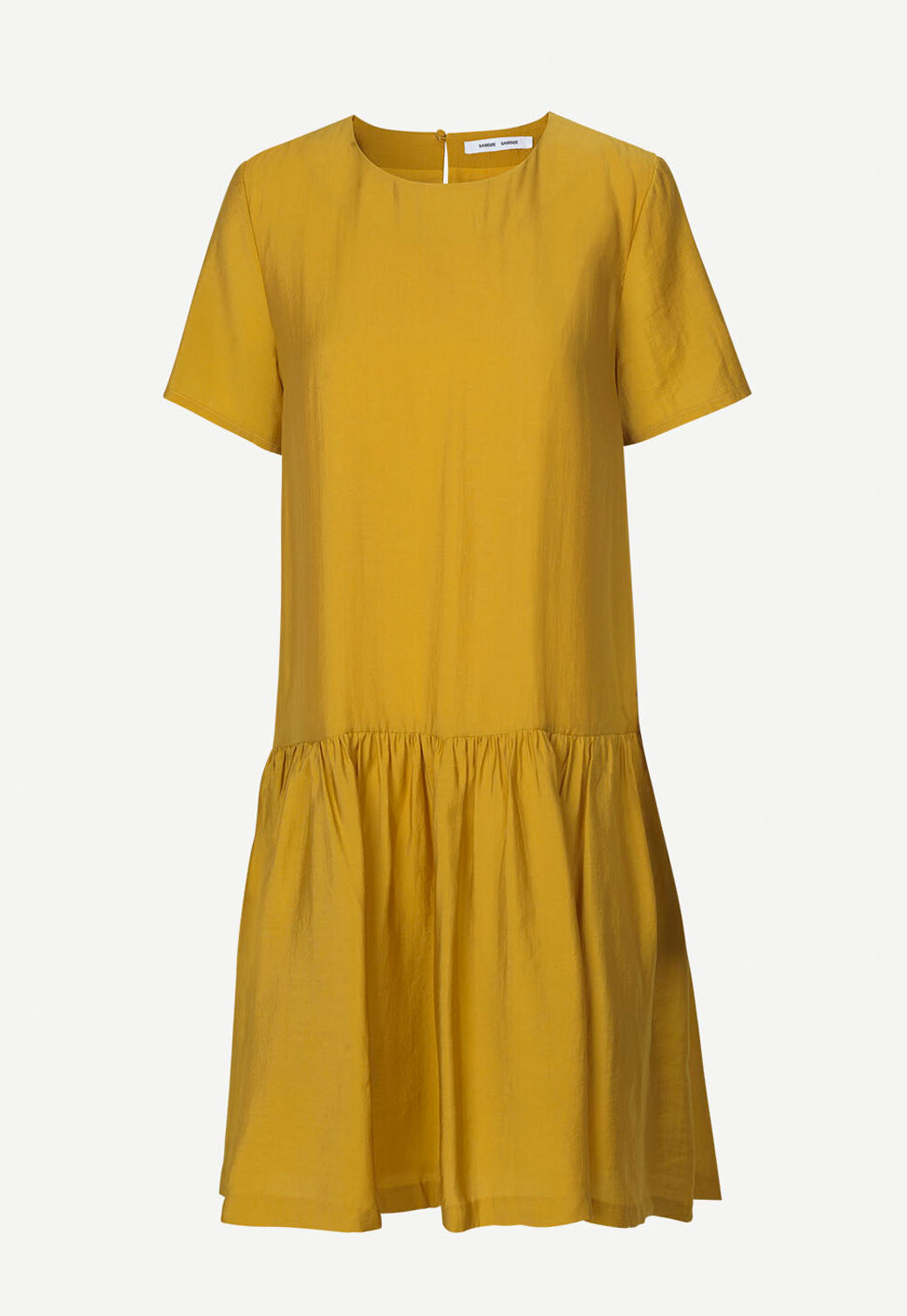 Dark Goldenrod שמלת מיני קצרה עם כיווצים ומפתח עגול SAMSOE SAMSOE