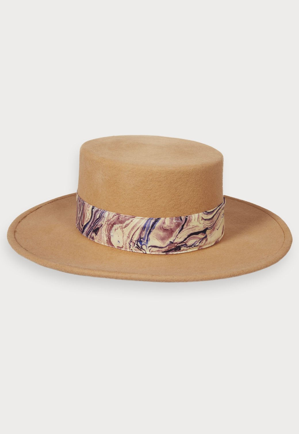 Beige כובע פדורה עם סרט צבעוני SCOTCH & SODA