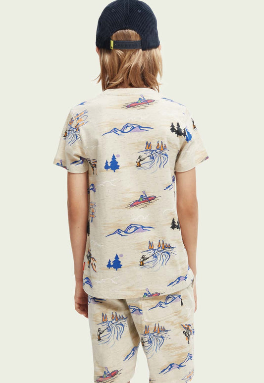 Antique White טי שירט קצרה בהדפס ספורט אתגרי לילדים SCOTCH & SODA