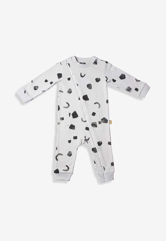 White Smoke אוברול לתינוקות עם הדפס וסגירת רוכסן story X MINENE