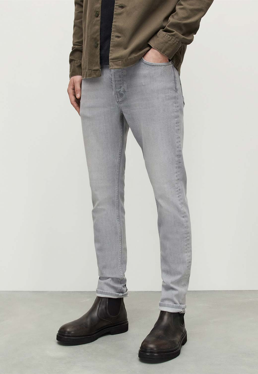 Light Gray ג'ינס ארוך לגברים Cigarette ALLSAINTS