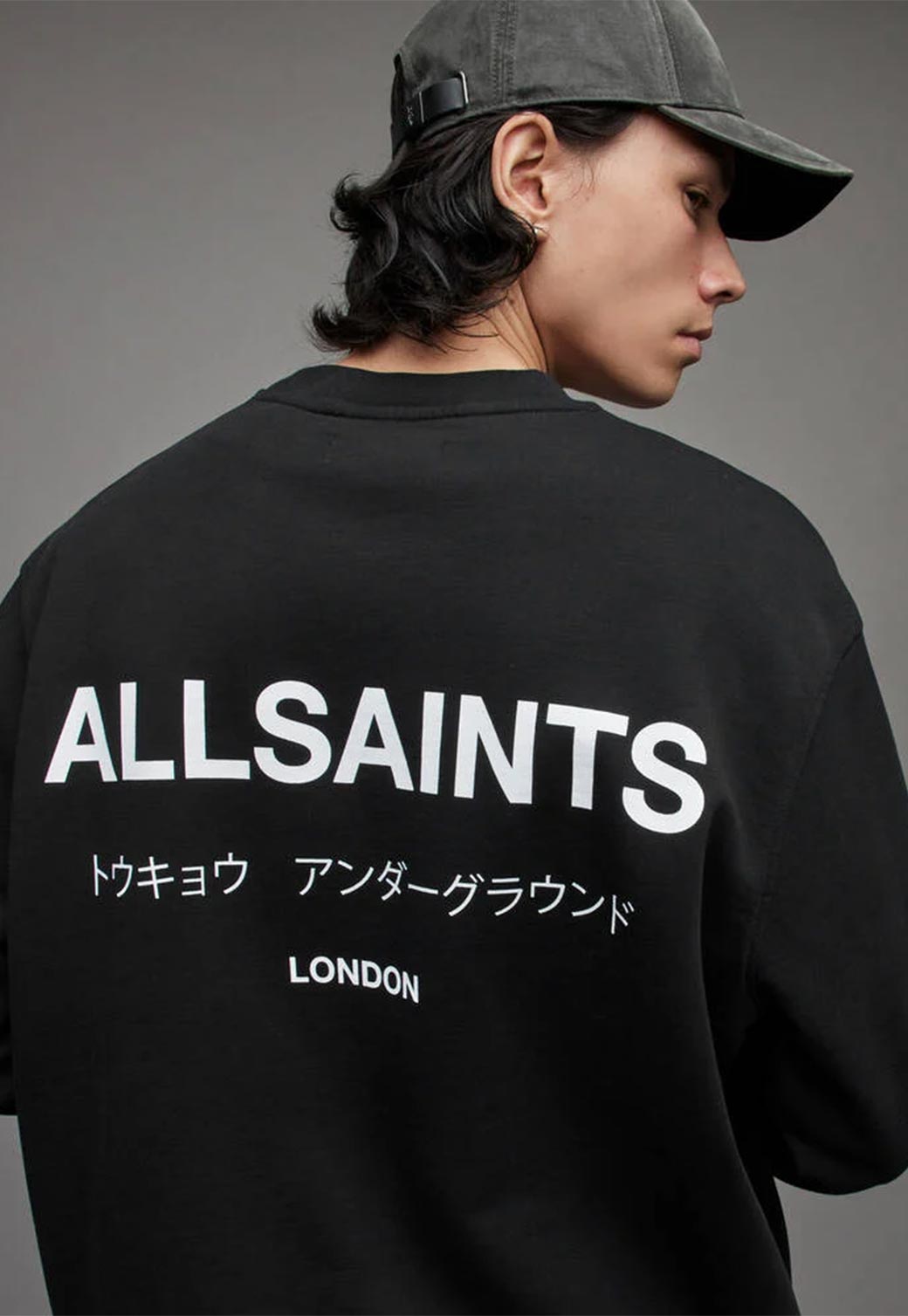 Black סווטשירט מפתח עגול לגברים Underground ALLSAINTS