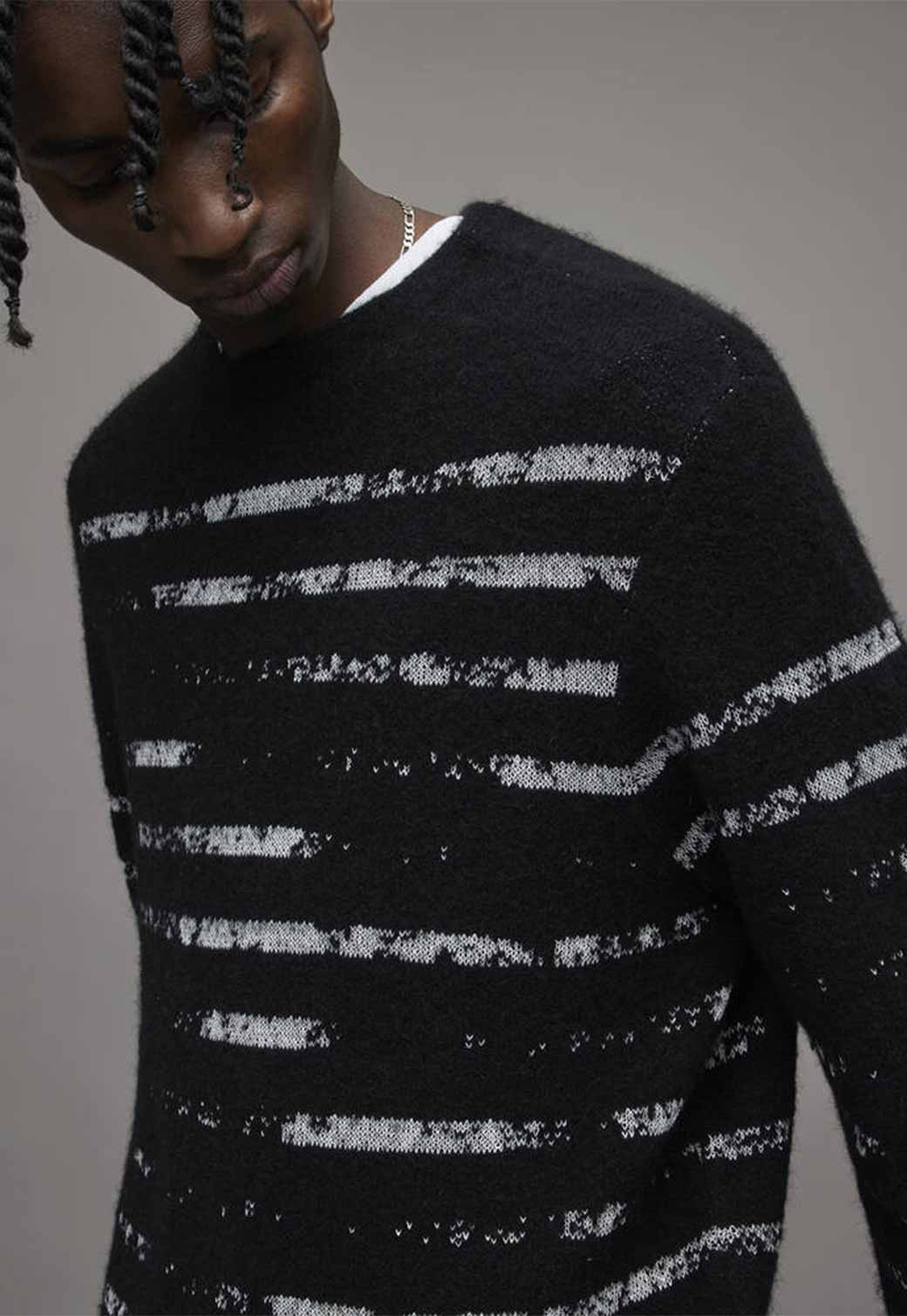 Black סוודר מפתח עגול לגברים Skyline ALLSAINTS