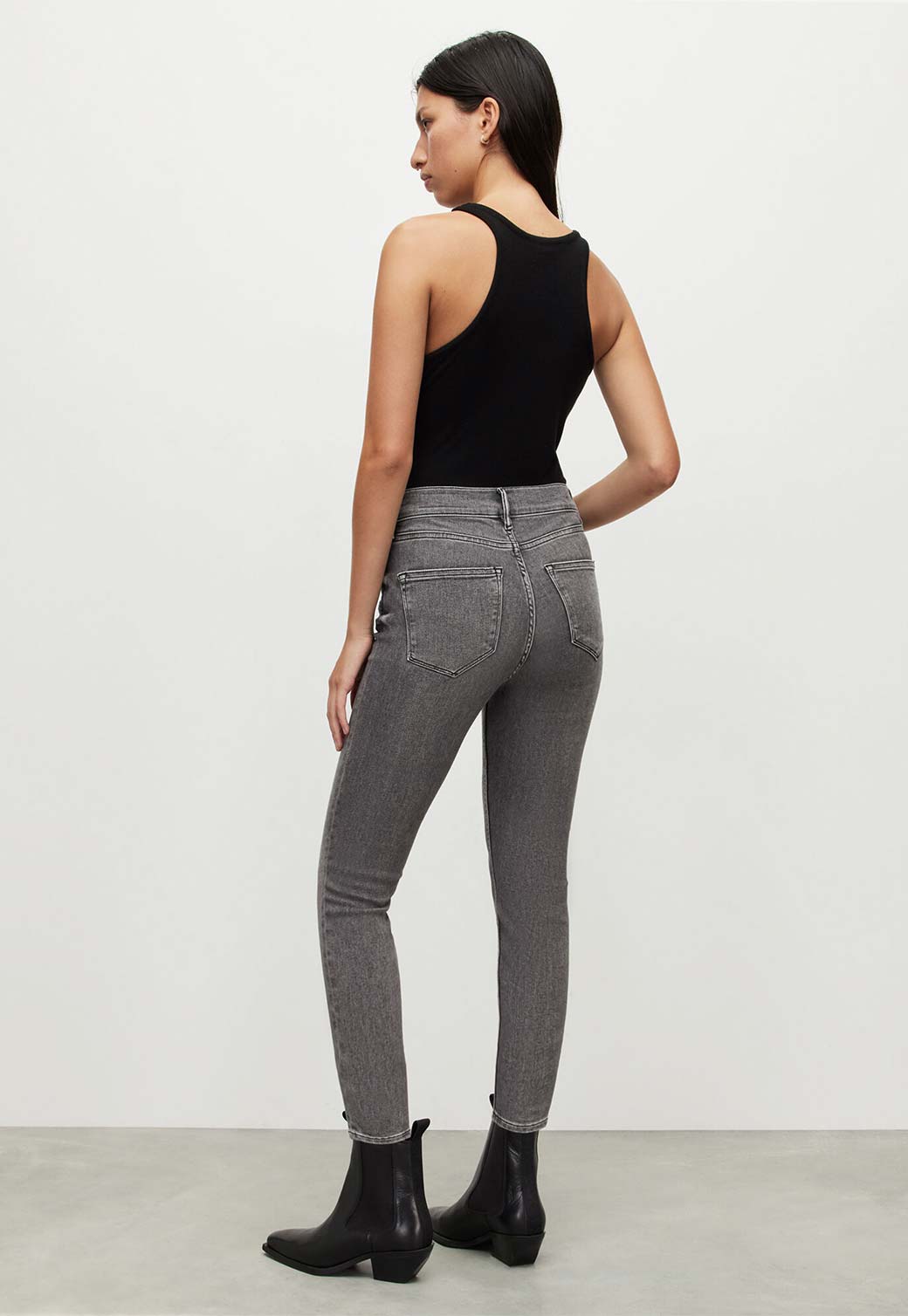 Light Gray ג'ינס סקיני ארוך לנשים Dax ALLSAINTS