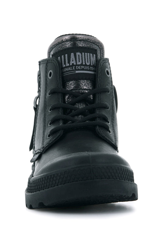 Dark Slate Gray נעלי עור גבוהות עם הדפס מבריק Pampa | ילדים PALLADIUM