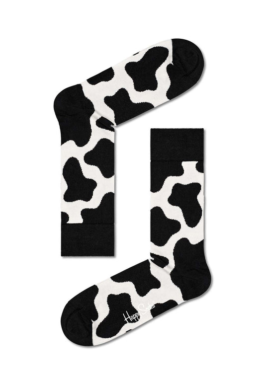 Black זוג גרביים בהדפס פרה לנשים HAPPY SOCKS