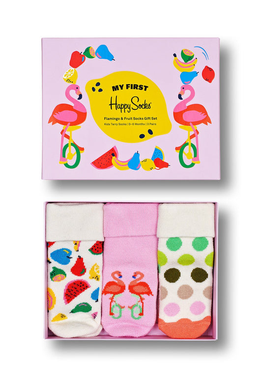 Light Gray מארז גרביים בהדפס צבעוני לילדים | 3 זוגות HAPPY SOCKS