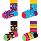 Maroon מארז גרביים בהדפס צבעוני לילדים | 4 זוגות HAPPY SOCKS