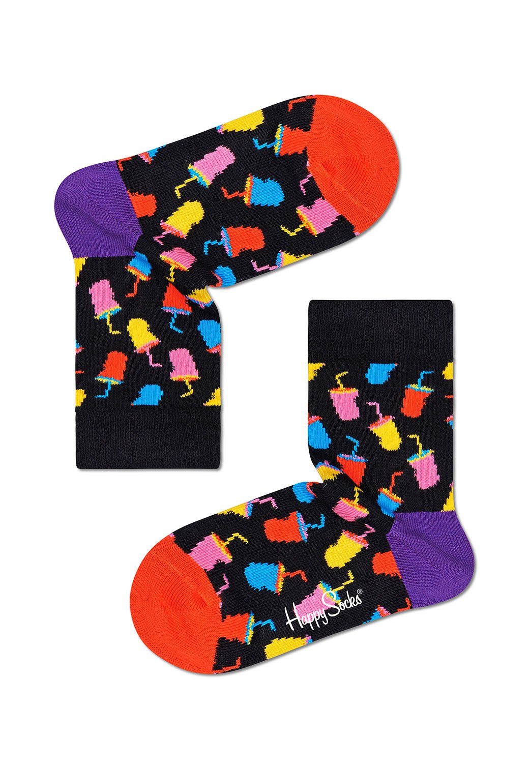 Black מארז גרביים בהדפס צבעוני לילדים | 3 זוגות HAPPY SOCKS
